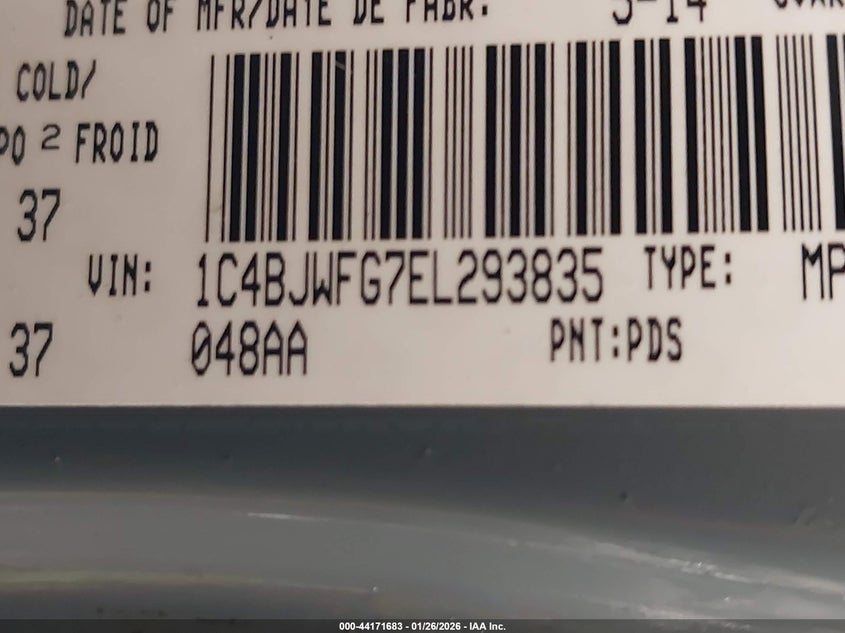 2014 Jeep Wrangler Unlimited Rubicon VIN: 1C4BJWFG7EL293835 Lot: 44171683