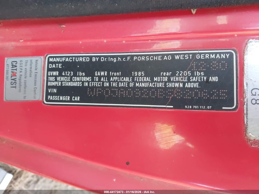 1981 Porsche 928 VIN: WP0JA0920BS820625 Lot: 44172473