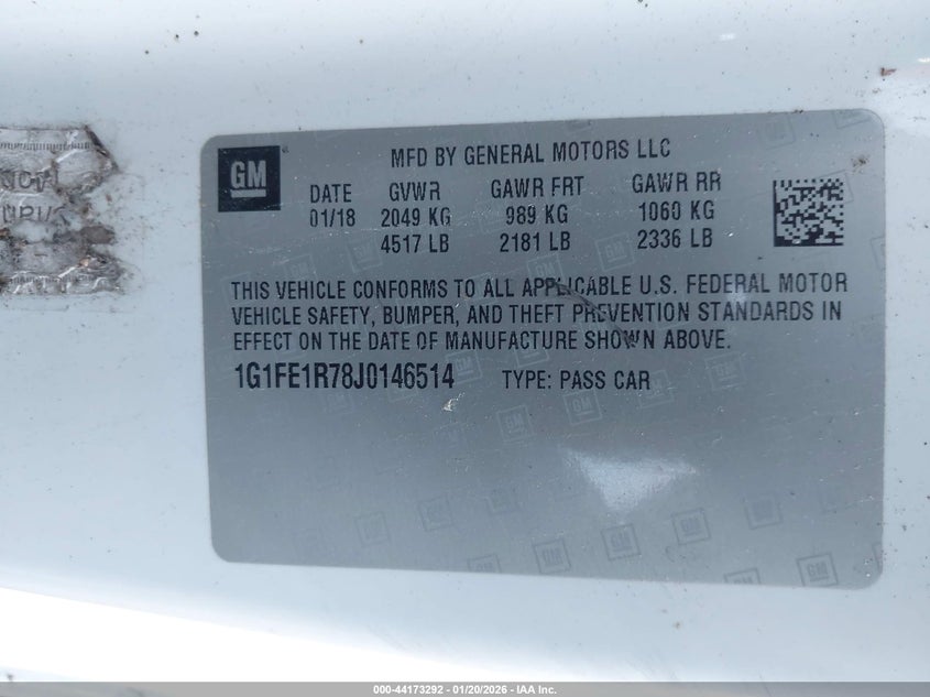 2018 Chevrolet Camaro 1Ss VIN: 1G1FE1R78J0146514 Lot: 44173292