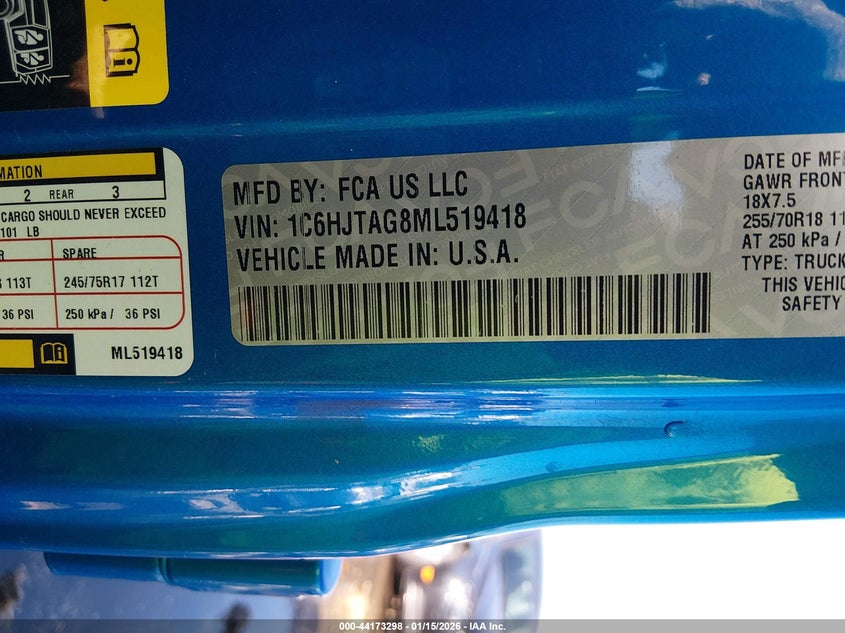2021 Jeep Gladiator 80Th Anniversary 4X4 VIN: 1C6HJTAG8ML519418 Lot: 44173298