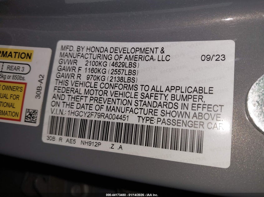 VIN 1HGCY2F79RA004451 2024 HONDA ACCORD HYBRID SPORT-L