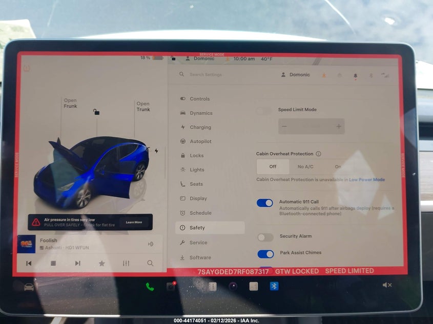 TESL MODEL Y RWD 2024 VIN 7SAYGDED7RF087317
