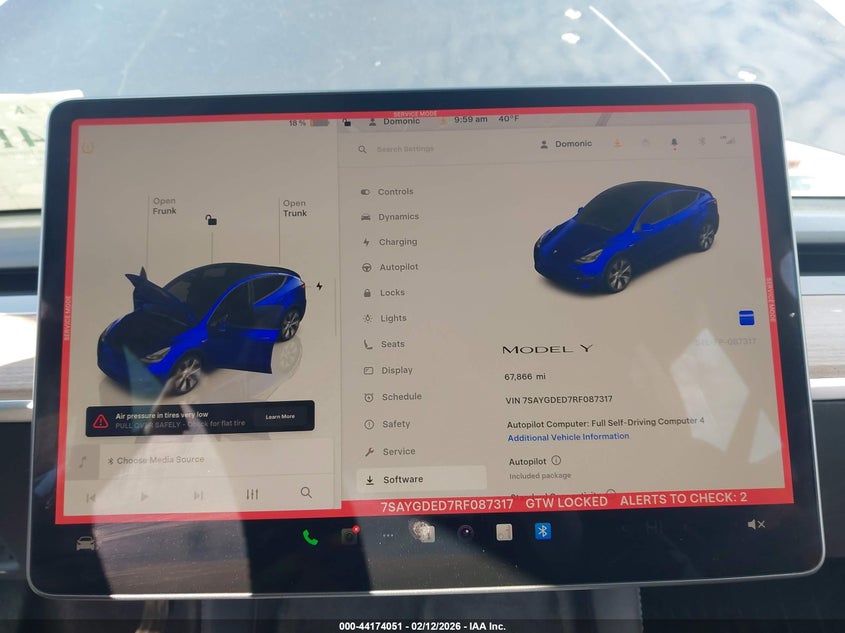 TESL MODEL Y RWD 2024 VIN 7SAYGDED7RF087317