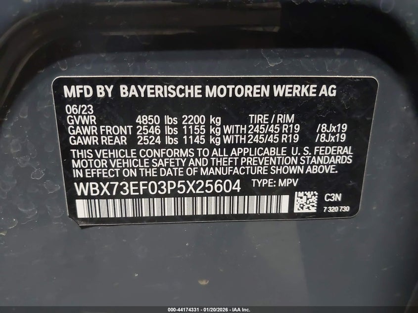 VIN WBX73EF03P5X25604 2023 BMW X1 XDRIVE28I