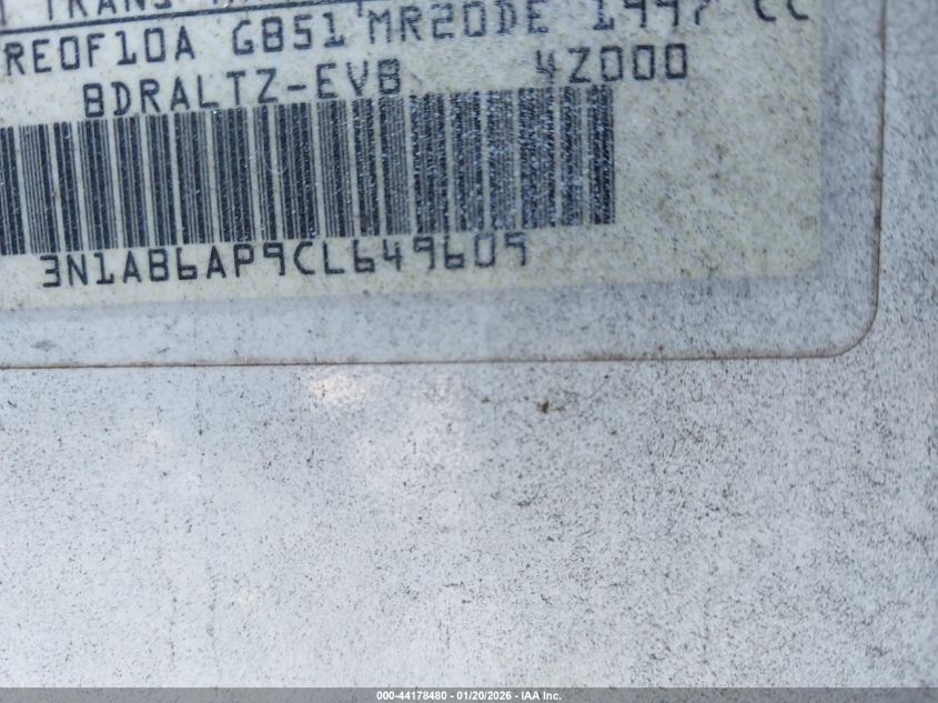 2012 Nissan Sentra 2.0 Sr VIN: 3N1AB6AP9CL649609 Lot: 44178480