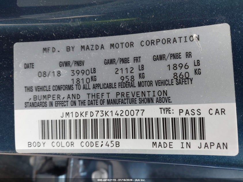 VIN JM1DKFD73K1420077 2019 MAZDA CX-3 GRAND TOURING