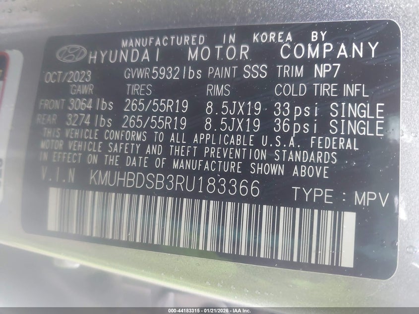 VIN KMUHBDSB3RU183366 2024 GENESIS GV80 2.5T AWD