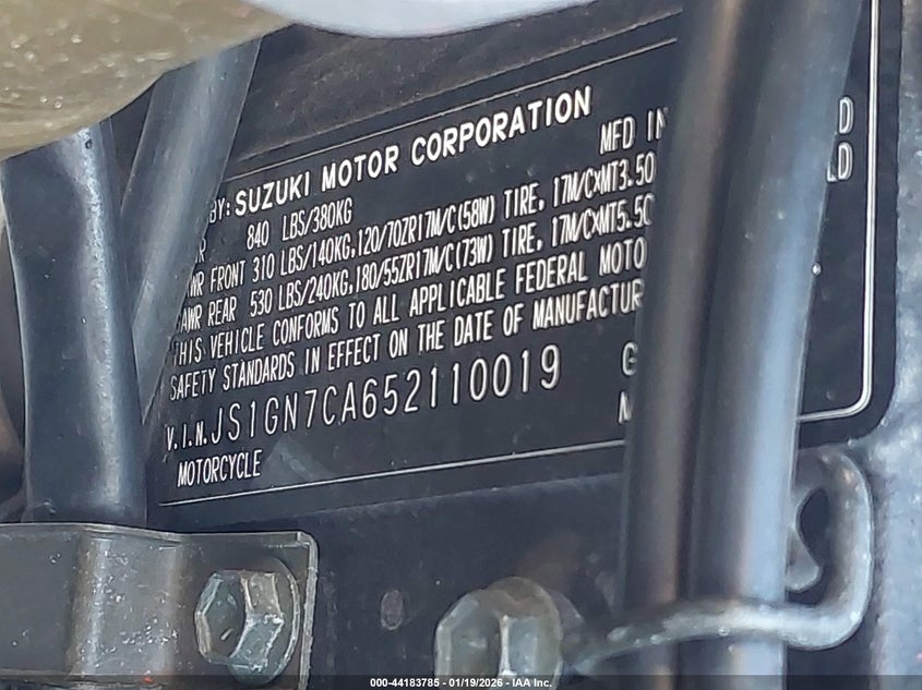 2005 Suzuki Gsx-R600 K VIN: JS1GN7CA652110019 Lot: 44183785