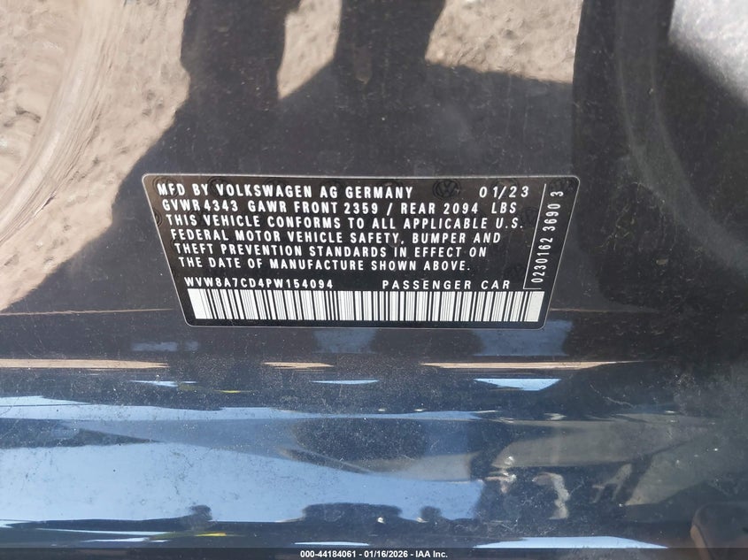 2023 Volkswagen Golf Gti 2.0T 40Th Anniversary Edition VIN: WVW8A7CD4PW154094 Lot: 44184061