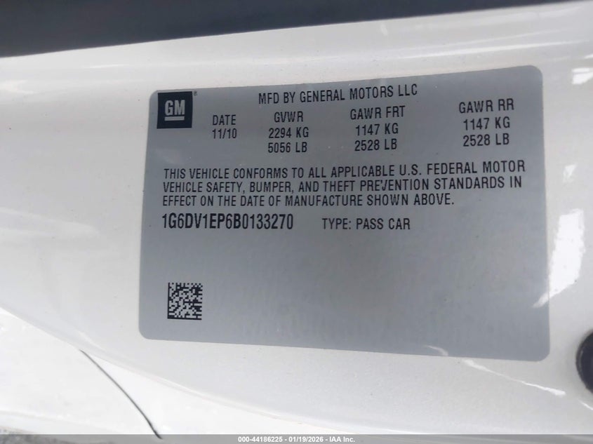 2011 Cadillac Cts-V VIN: 1G6DV1EP6B0133270 Lot: 44186225