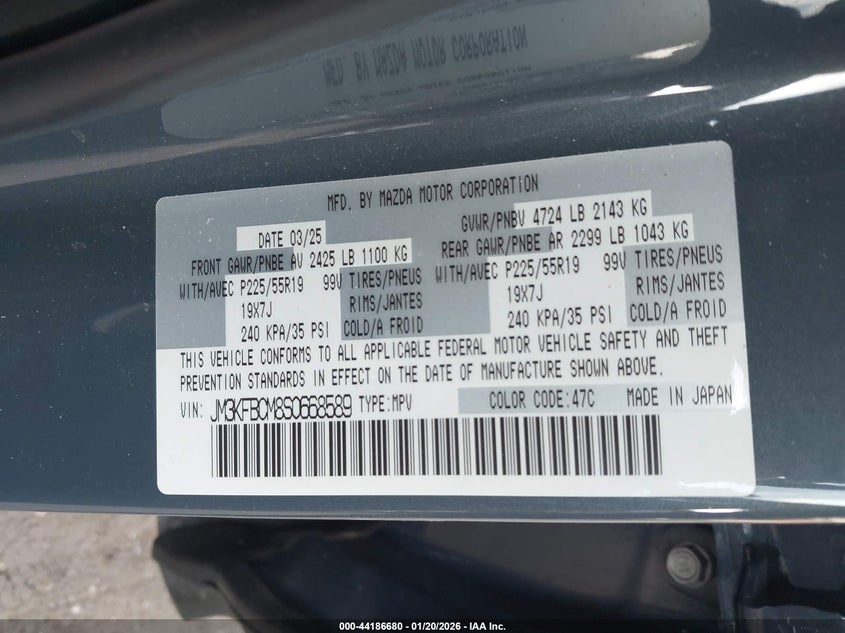 2025 MAZDA CX-5 SPORT UTILITY VEHICLE 2.5L I-4 DI, DOHC, VVT, 187HP