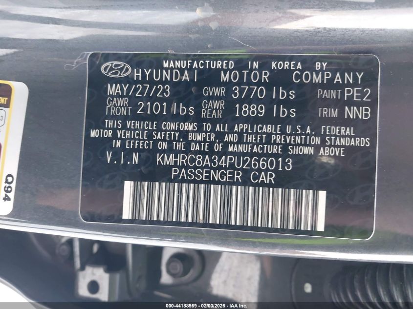 2023 Hyundai Venue Sel VIN: KMHRC8A34PU266013 Lot: 44188569