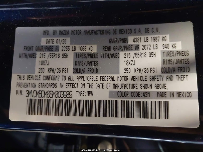 2025 Mazda Cx-30 2.5 S Premium Package VIN: 3MVDMBDM8SM803989 Lot: 44188635
