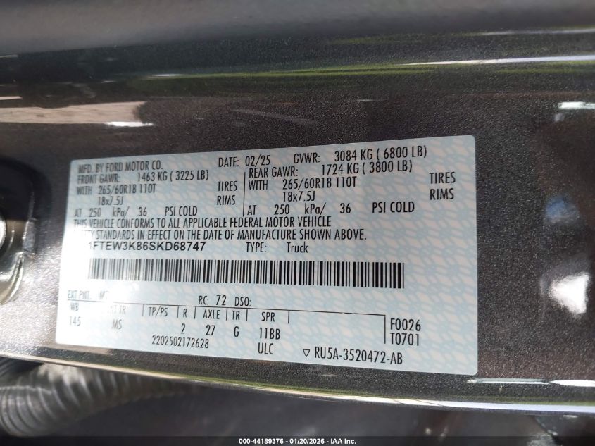 2025 Ford F-150 - 1FTEW3K86SKD68747