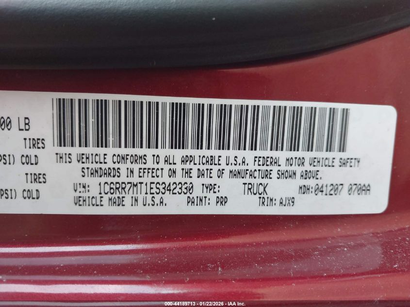 2014 Ram 1500 Sport VIN: 1C6RR7MT1ES342330 Lot: 44189713