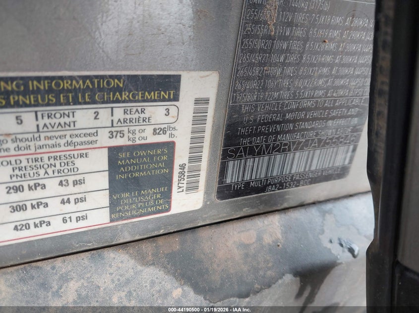 2018 Land Rover Range Rover Velar P380 First Edition/P380 Hse R-Dynamic VIN: SALYM2RV7JA755846 Lot: 44190500