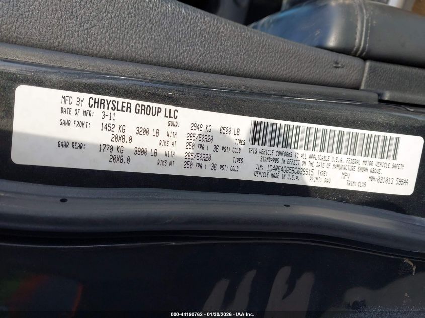 2011 Dodge Durango Crew VIN: 1D4RE4GG5BC639515 Lot: 44190762