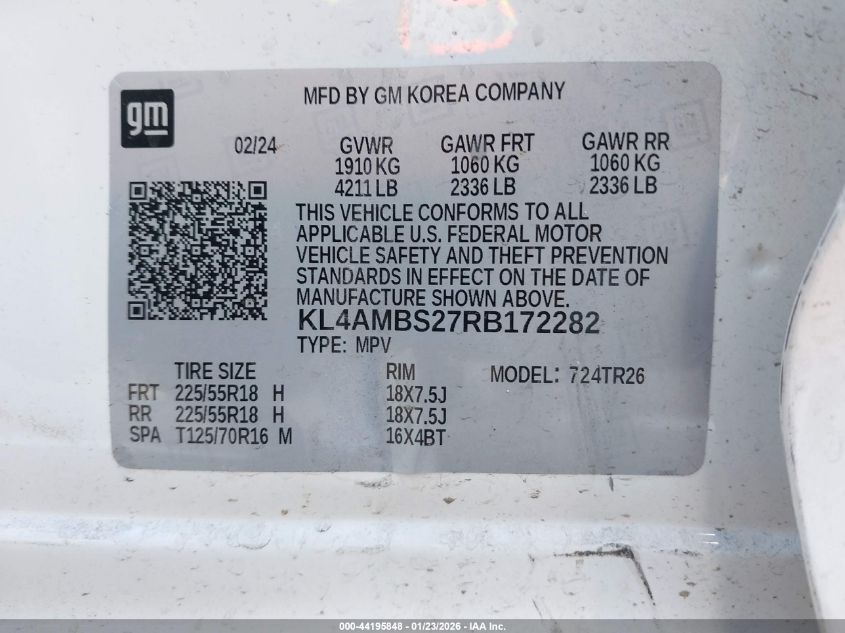 2024 Buick Encore Gx Preferred Fwd VIN: KL4AMBS27RB172282 Lot: 44195848