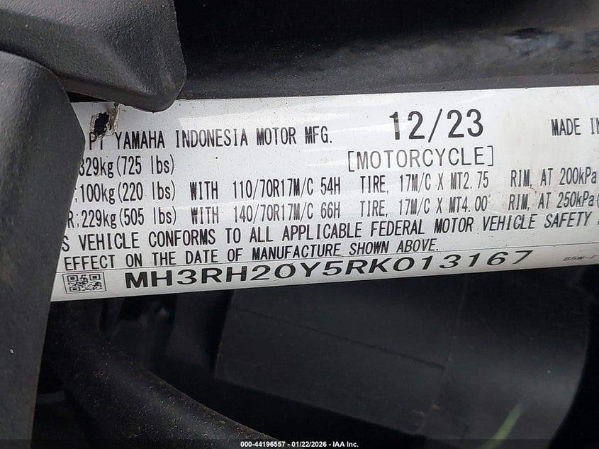 2024 Yamaha Mt-03 VIN: MH3RH20Y5RK013167 Lot: 44196557