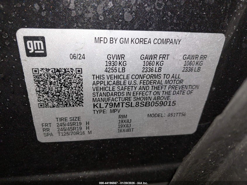 2025 Chevrolet Trailblazer Fwd Rs VIN: KL79MTSL8SB059015 Lot: 44196567