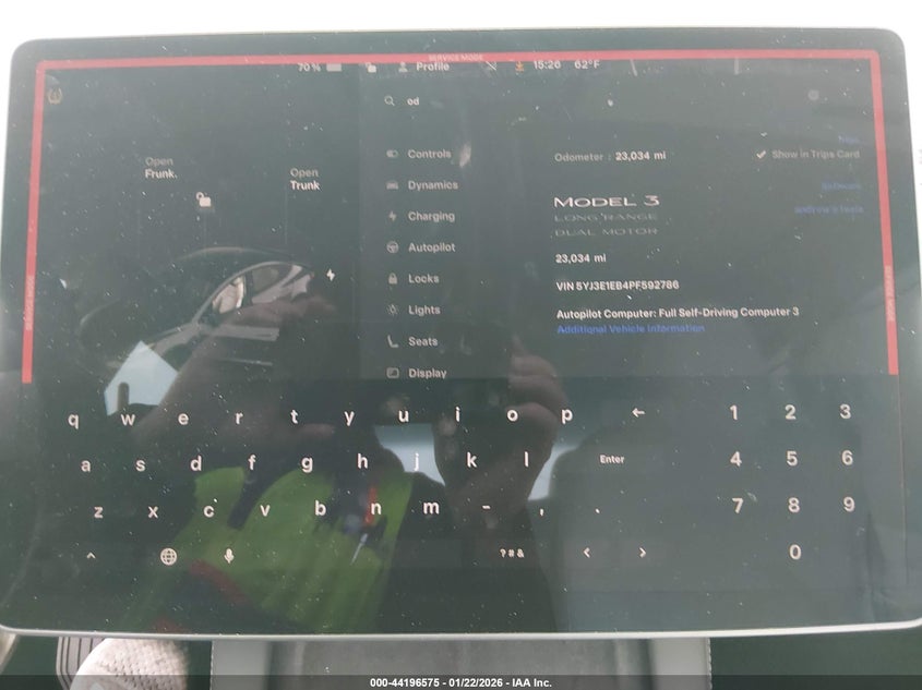 2023 Tesla Model 3 Long Range Dual Motor All-Wheel Drive VIN: 5YJ3E1EB4PF592786 Lot: 44196575