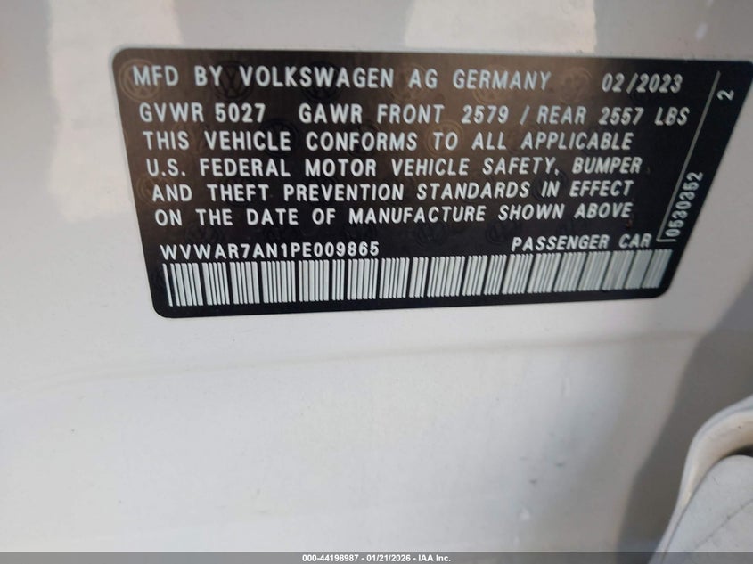 2023 Volkswagen Arteon 2.0T Sel R-Line VIN: WVWAR7AN1PE009865 Lot: 44198987