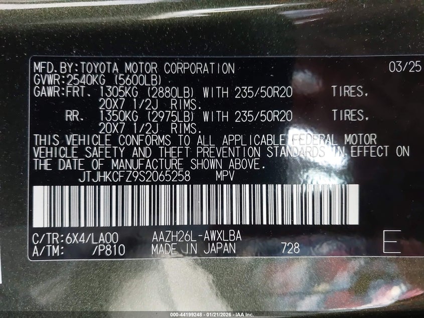 2025 Lexus Nx 450H+ Luxury VIN: JTJHKCFZ9S2065258 Lot: 44199248