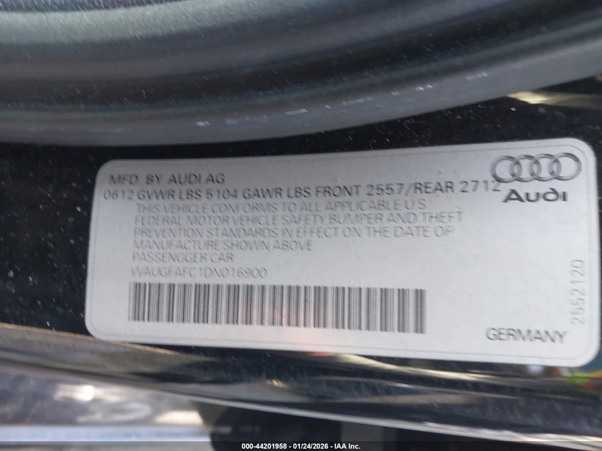 2013 Audi A6 2.0T Premium VIN: WAUGFAFC1DN016900 Lot: 44201958