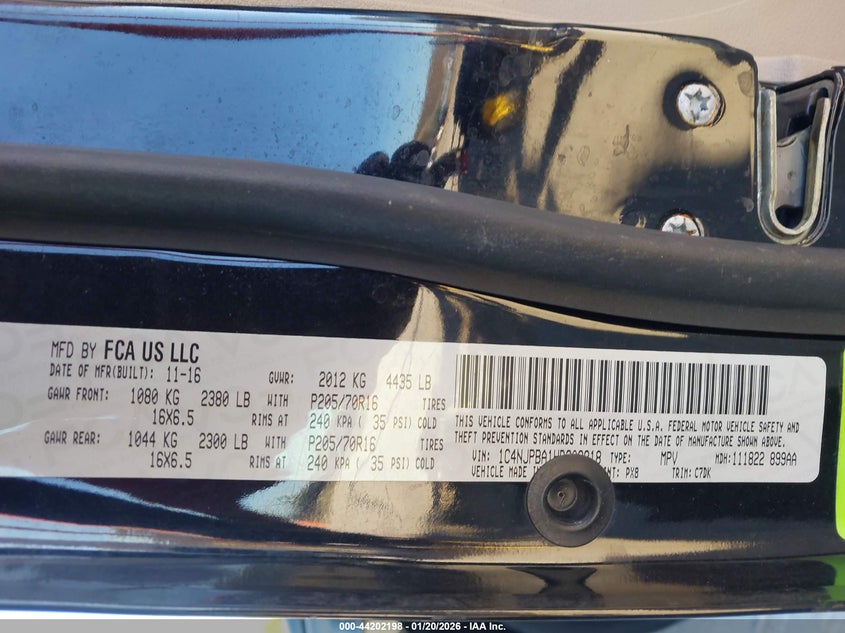 VIN 1C4NJPBA1HD209818 2017 JEEP PATRIOT SPORT FWD