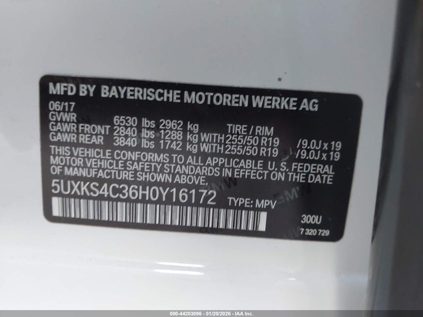 2017 BMW X5 xDrive35D VIN: 5UXKS4C36H0Y16172 Lot: 44203096