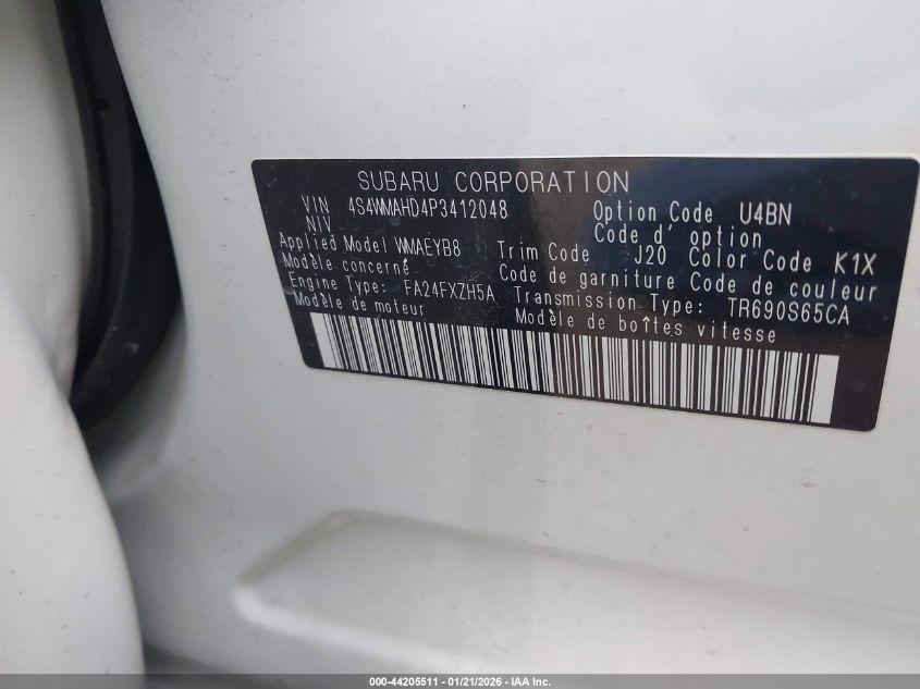 2023 Subaru Ascent Onyx Edition 7-Passenger VIN: 4S4WMAHD4P3412048 Lot: 44205511