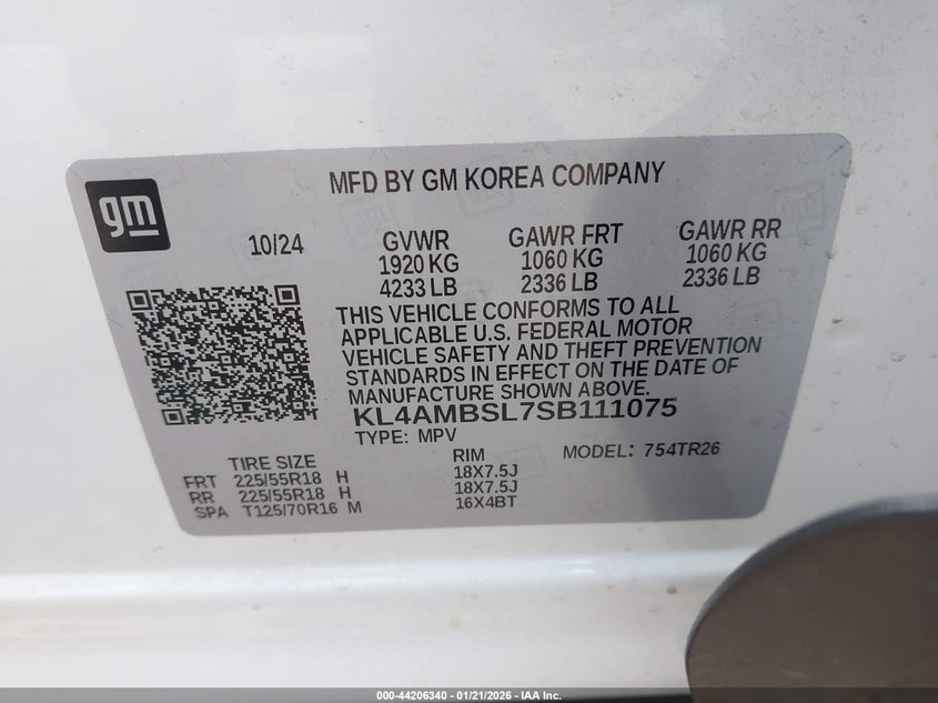 VIN KL4AMBSL7SB111075 2025 BUICK ENCORE GX PREFERRED FWD