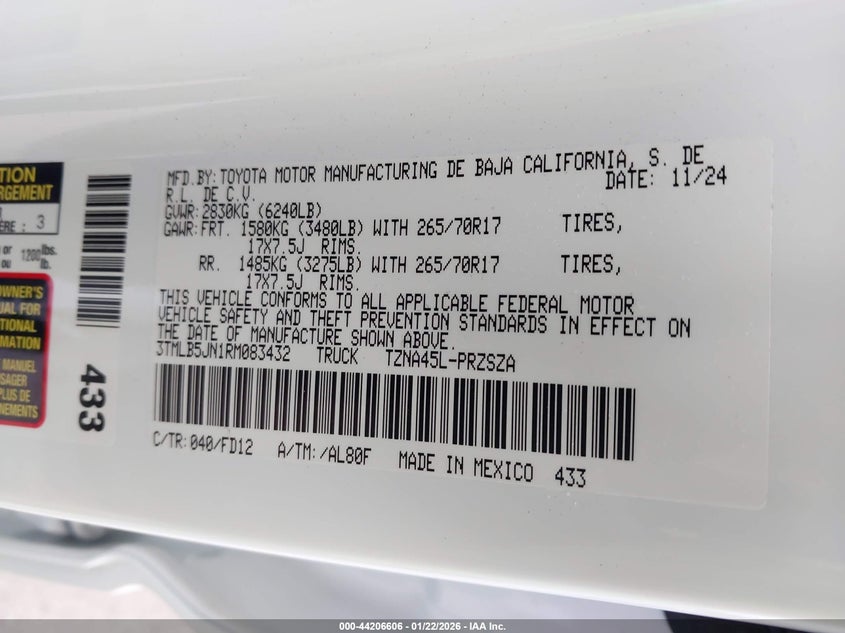 VIN 3TMLB5JN1RM083432 2024 TOYOTA TACOMA TRD OFF ROAD