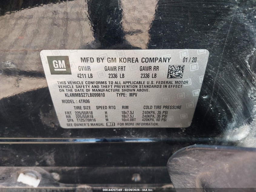 2020 Buick Encore Gx Fwd Preferred VIN: KL4MMBS27LB099810 Lot: 44207349