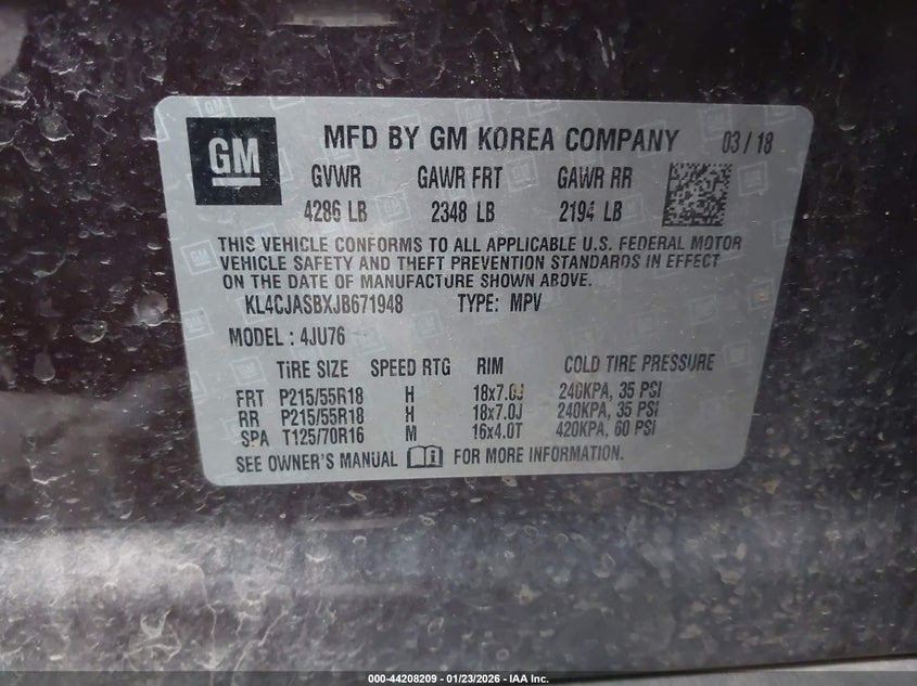 VIN KL4CJASBXJB671948 2018 BUICK ENCORE PREFERRED