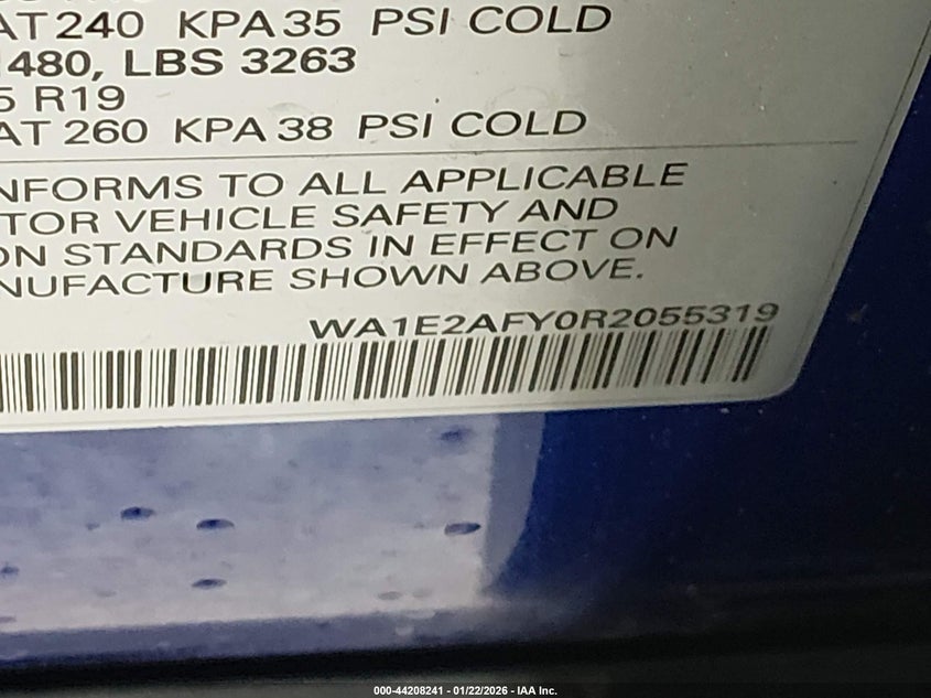 VIN WA1E2AFY0R2055319 2024 AUDI Q5 PREMIUM PLUS 55 TFSI E S LINE QUATTRO S TRONIC