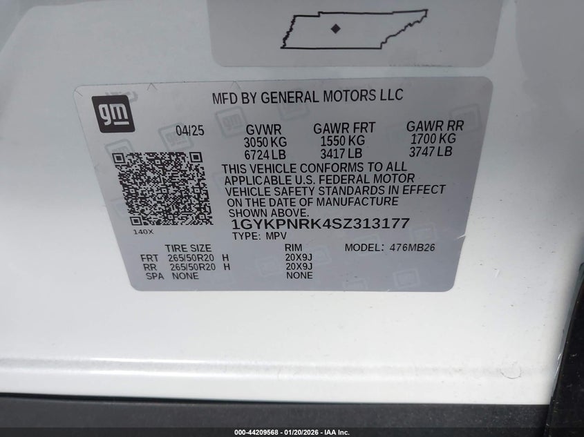 2025 Cadillac Lyriq Luxury 1 Rwd VIN: 1GYKPNRK4SZ313177 Lot: 44209568