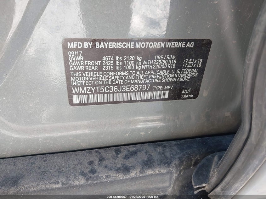 2018 Mini Countryman Cooper S VIN: WMZYT5C36J3E68797 Lot: 44209967