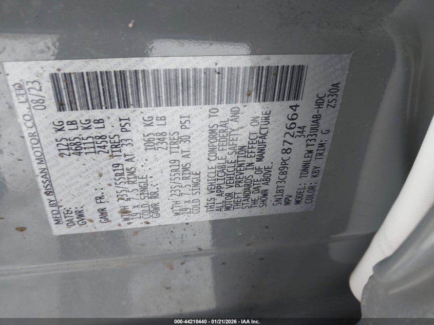 VIN 5N1BT3CB9PC872664 2023 NISSAN ROGUE SL INTELLIGENT AWD