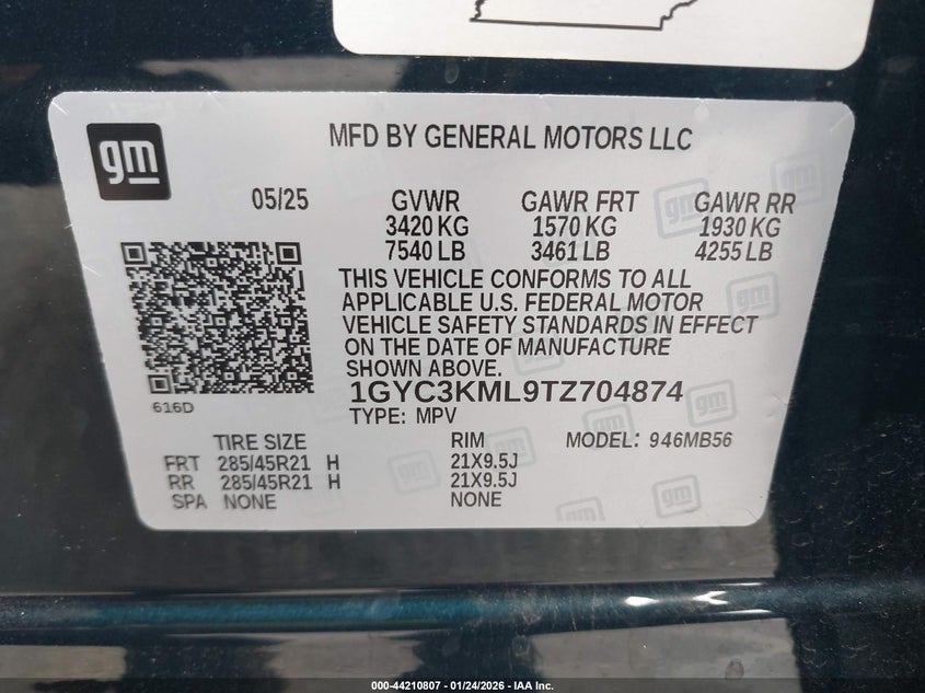 2026 Cadillac Vistiq Luxury VIN: 1GYC3KML9TZ704874 Lot: 44210807