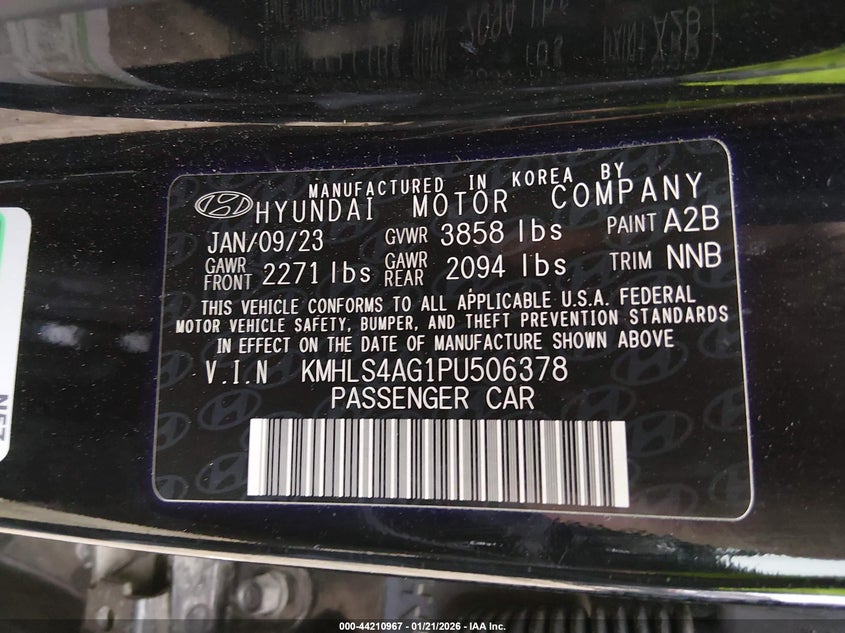 VIN KMHLS4AG1PU506378 2023 HYUNDAI ELANTRA SEL