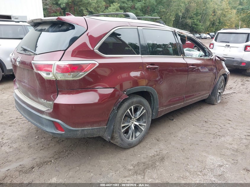 Vin: 5tdjkrfh5gs253306, lot: 44707603, toyota highlander xle v6 20164