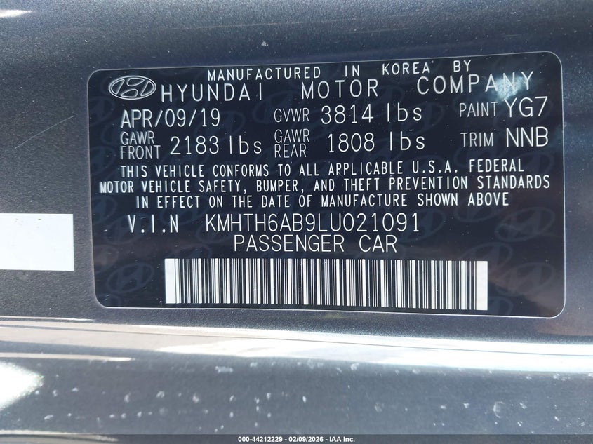 2020 Hyundai Veloster Turbo R-Spec VIN: KMHTH6AB9LU021091 Lot: 44212229