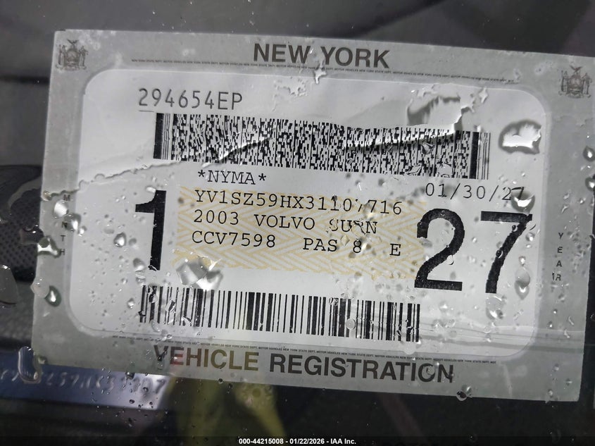 2003 Volvo Xc70 2.5T VIN: YV1SZ59HX31107716 Lot: 44215008