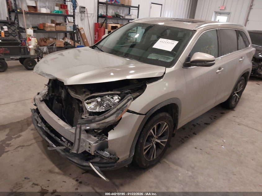 Vin: 5tdjkrfh3gs343635, lot: 44711215, toyota highlander xle v6 20162