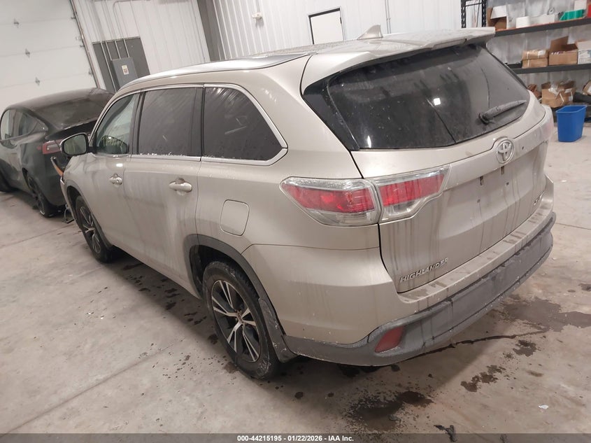 Vin: 5tdjkrfh3gs343635, lot: 44711215, toyota highlander xle v6 20163