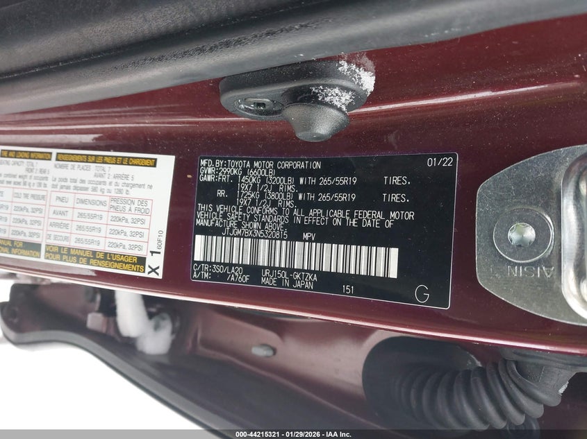 2022 Lexus Gx 460 Luxury VIN: JTJGM7BX3N5320815 Lot: 44215321