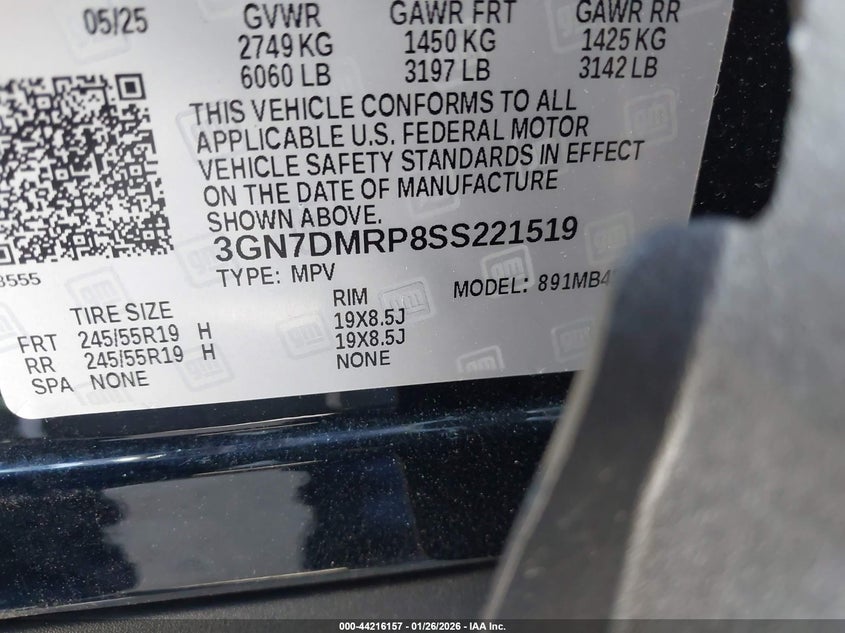 VIN 3GN7DMRP8SS221519 2025 CHEVROLET EQUINOX EV LT 1