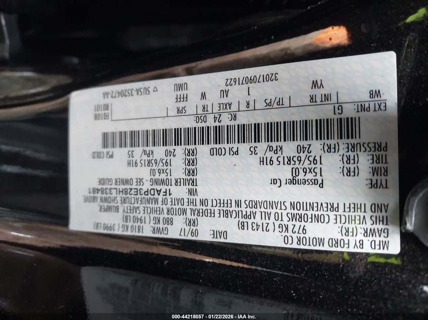 VIN 1FADP3E28HL338481 2017 FORD FOCUS S