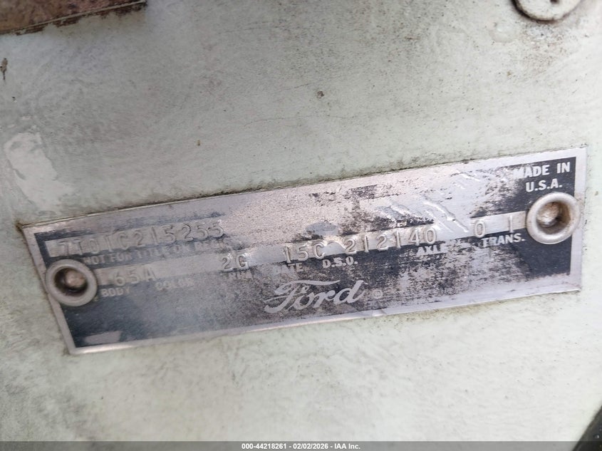 1967 Ford Mustang VIN: 7T01C215255 Lot: 44218261